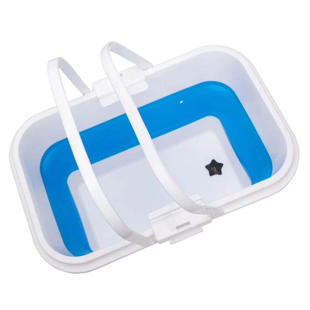 

Folding Water Bucket White Firm Fishing Folded Garden Large Capacity Outdoor PVC Pail Portable Press-type Buckle