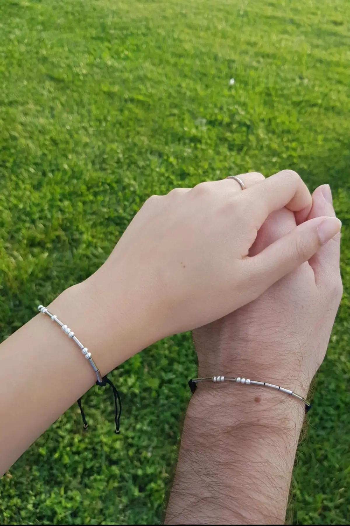 

925 Sterling Silver Morse Code Bracelet 2 Pieces