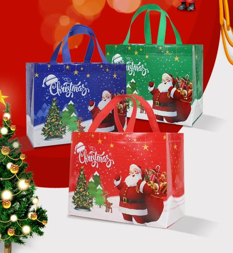 

Christmas Bags Santa Claus Snowman Fox Holiday Xmas Party Favor Bag Candy Cookie Pouch Gift Wrapping Supplies Non-woven Handbag