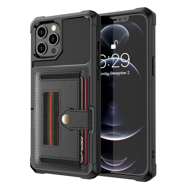 

Кожаный чехол для iPhone 13 12 11 XS Pro Max XR SE3 7 8 6S Plus, многофункциональный кошелек с кармашком для карт, кольцом-держателем, чехол с пряжкой