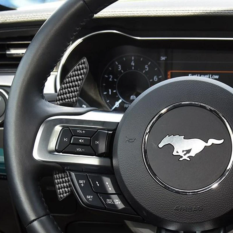 

2pcs Carbon Fiber Steering Wheel Shift Paddle Shifter DSG Extension For Ford Mustang 2015- 2018 2019 20 2021 Car Interior