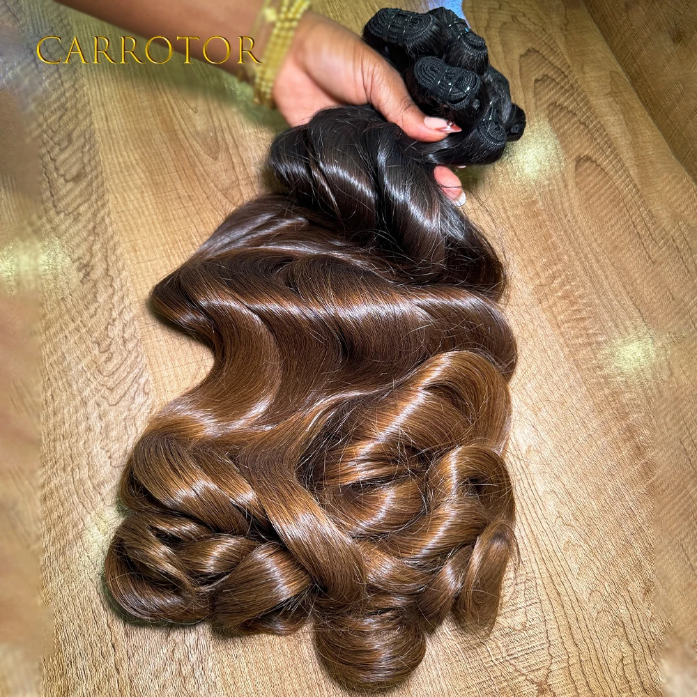 Фото Наборы натуральных волос Ombre 1b/30 коричневого цвета с эффектом Body Wave, 100% необработанные, из натуральных человеческих волос, 3 пучка для наращивания, для женщин №2