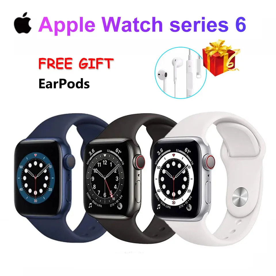 

Apple Watch Series 6 Used Smartwatch GPS Cellular 41MM/45MM Aluminum Case Sport Remote Heart Rate Smart Watch Free Gift Earphone