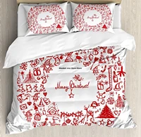christmas duvet cover set vintage merry xmas wreath with several noel yule and ribbons candles bells image decorative 3 piece