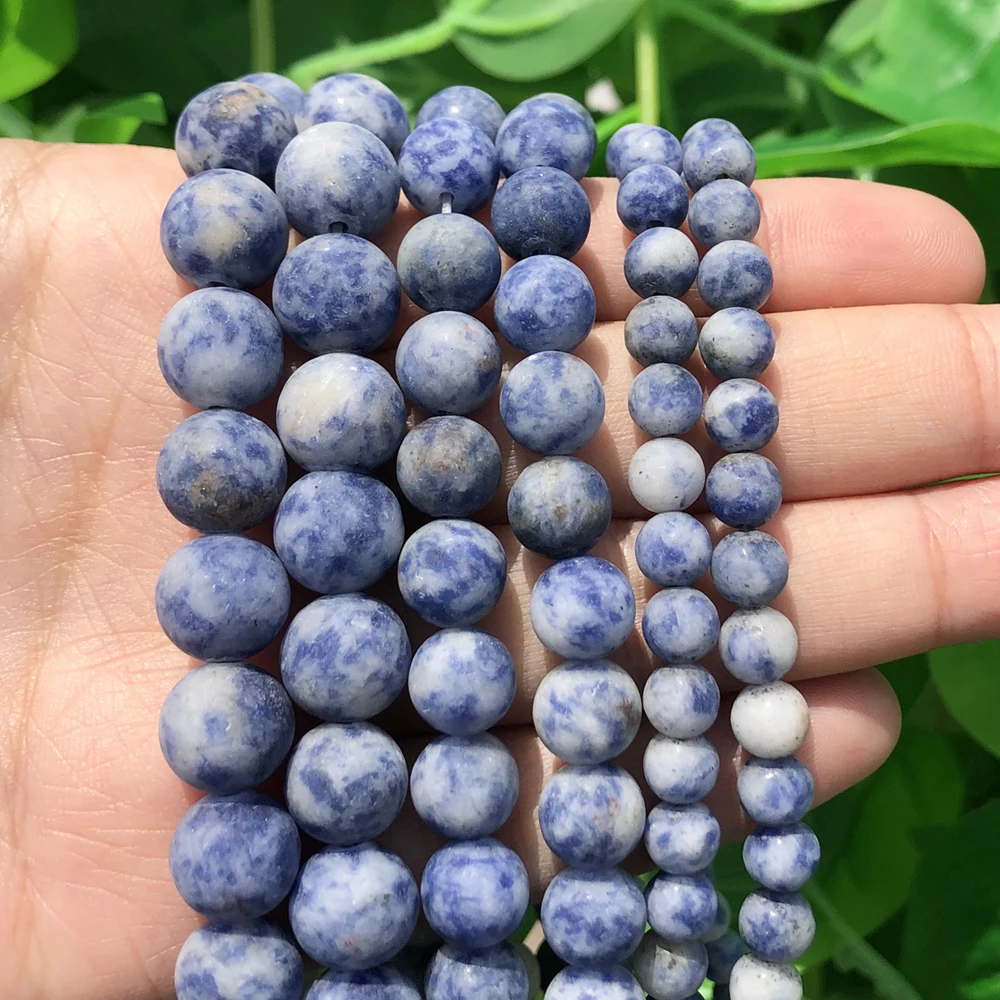 

Matte Blue Sodalite Jaspers Stone Beads Natural Stone Matte Round Beads for Jewelry Diy Bracelet Accessories DIY Bracelet