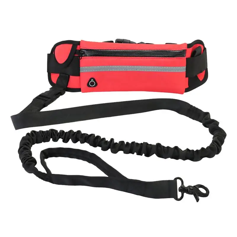 

Newest Reflective Pet Leash Elastic Hand Freely Jogging Dog Traction Rope Running Waist Pack Belts Loop Retractable D-ring Leash
