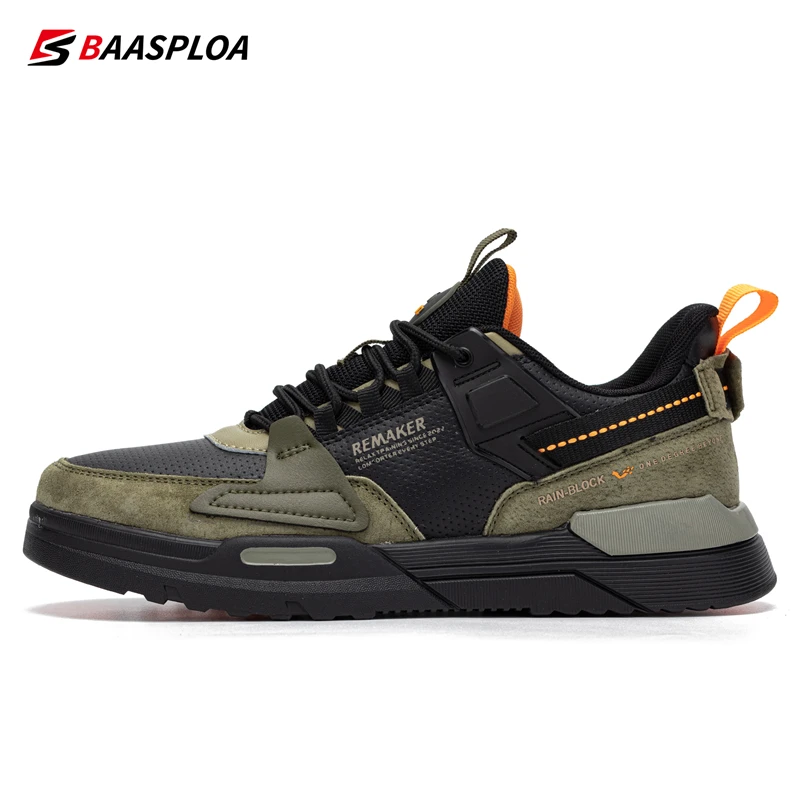 Baasploa 2022 Autumn New Leather Men's Running Shoes Comfortable Men Walking Sneaker Lightweight Waterproof Non-slip Male Shoes