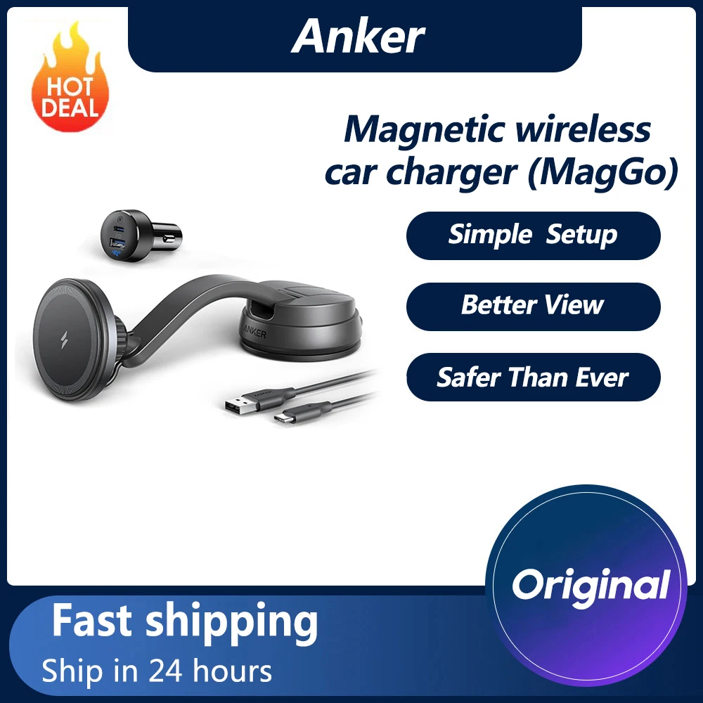 

Original Anker 613 Magnetic wireless car charger car charger fast charging Mount with 2-Port USB Car Charger type c Magnetic