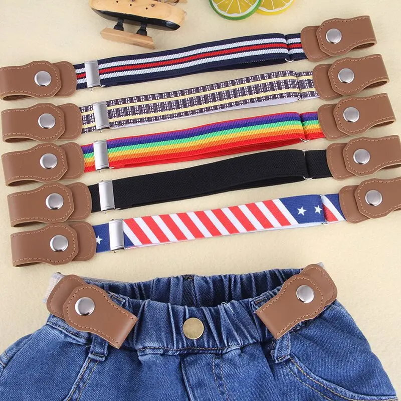 Children's Invisible Belt No Buckle Stretch Canvas Belt For Boys Girls Without Buckle Seamless Adjustable Lazy Elastic Waistband
