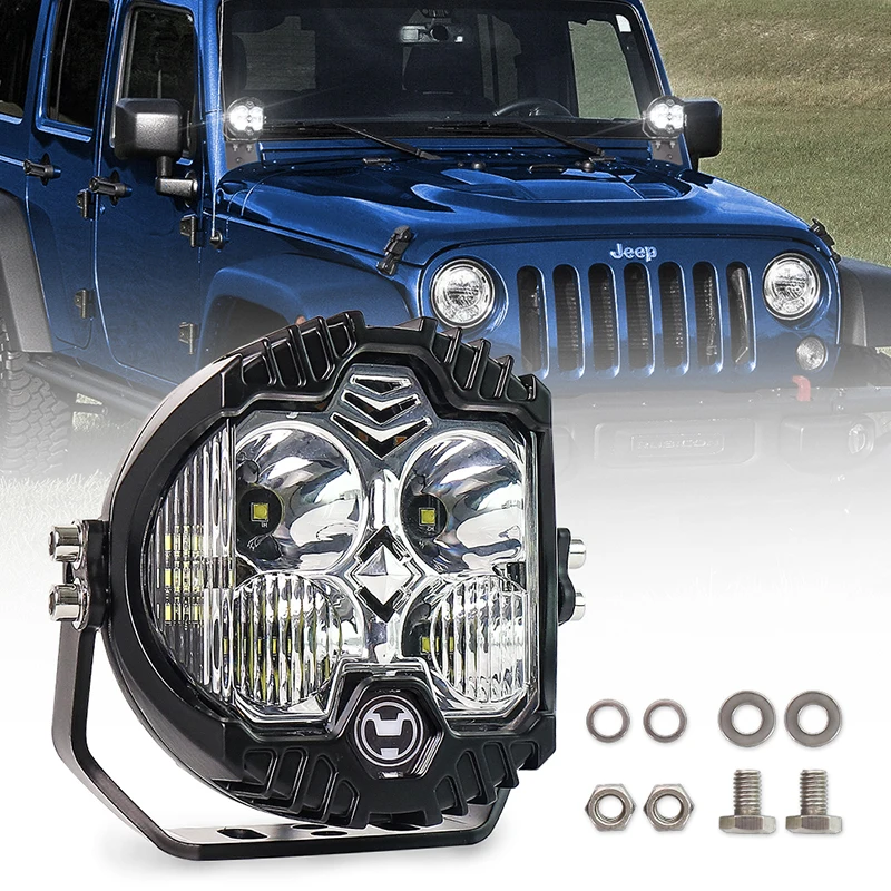 MOVOTOR 5-дюймосветильник светодиодный фонарь для боковой стрельбы 1 шт. с янтарными желтыми дневными ходовыми огнями для Jeep Грузовик Wrangler ATV SUV Car Boat комплект из 1