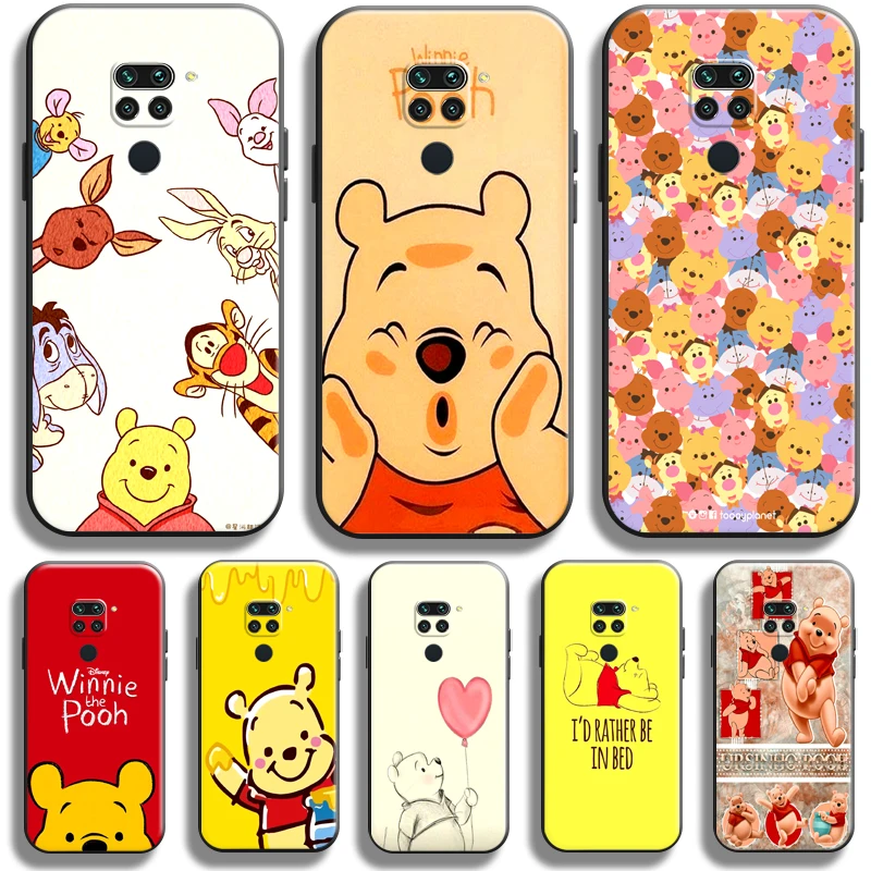 

Cartoon Winnie The Pooh For Xiaomi Redmi Note 9 5G 9T 9S 9 Pro Phone Case TPU Liquid Silicon Black Soft Coque Carcasa Funda