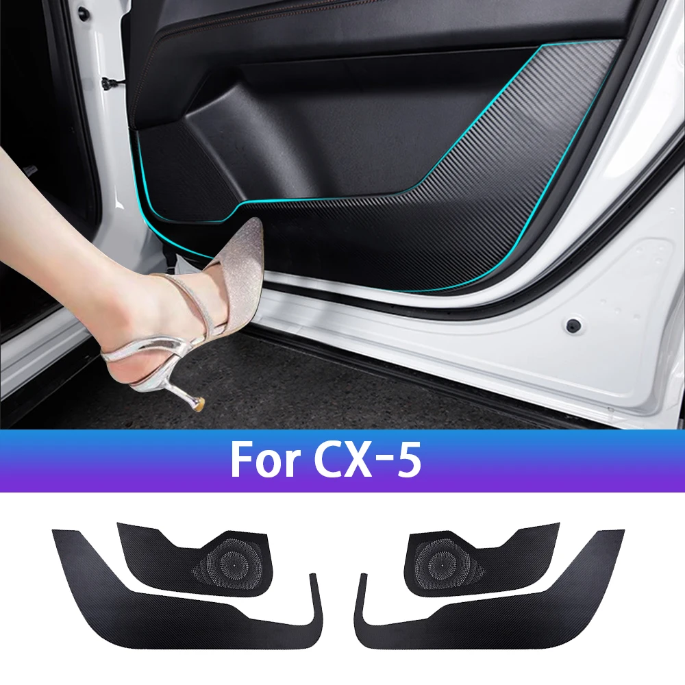 

For Mazda CX5 CX 5 KF 2017-2021 Car Door Anti Kick Pad Leather Protection Film Protector Stickers Carbon Trim Car Accessories