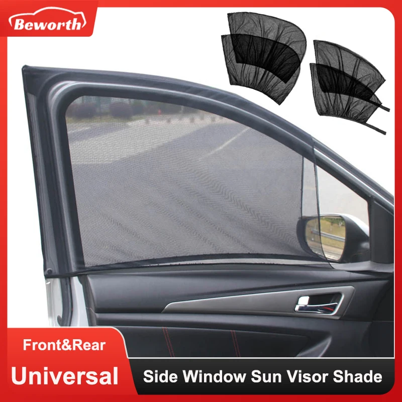 

2pcs Car Front Rear Side Window Sunshade Sun Visor Shade Sox Mesh Insulation Anti-mosquito Fabric Shield UV Protector Curtain