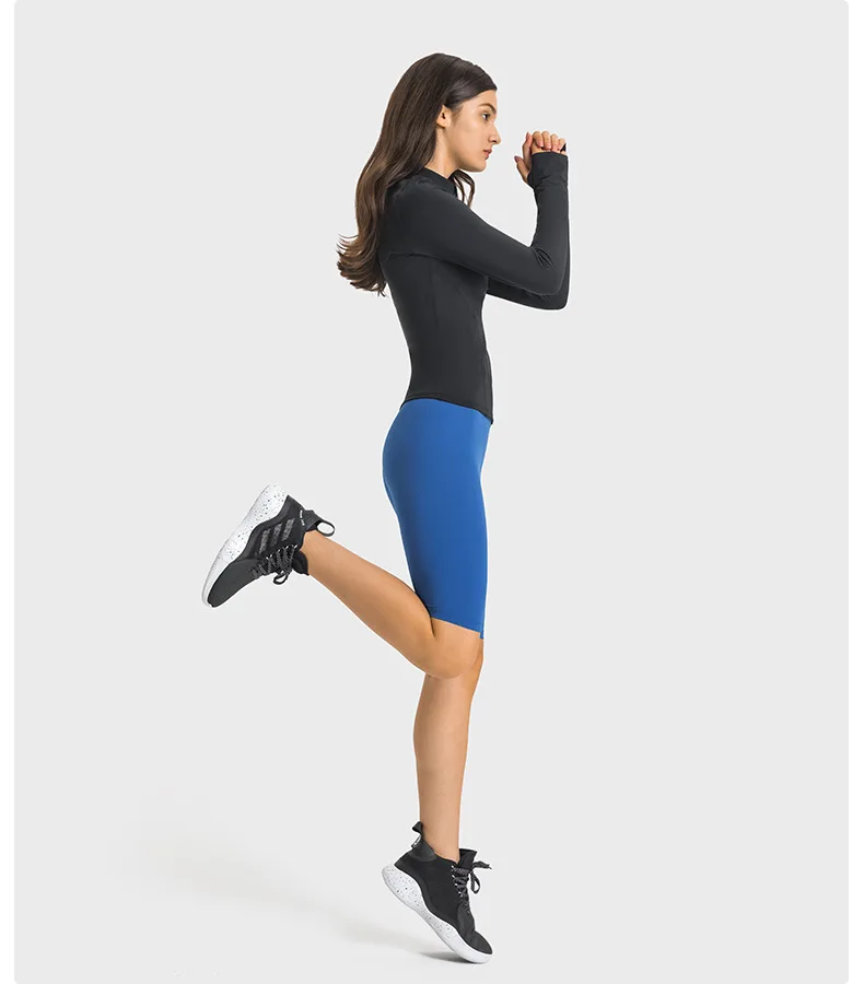 Lulunalan Women's Long Sleeve Top Gym Shirts Yoga Fitness Sport Womens Clothing Sportswear Half Zip Elastic Force Blouse Jacket