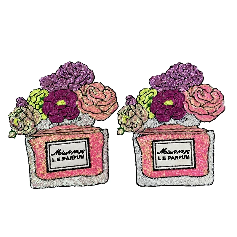 

Вышитая аппликация для одежды, флакон для духов, раньше, утюжок на одежде, индивидуальная Бутылка 3D цветов, стильные нашивки