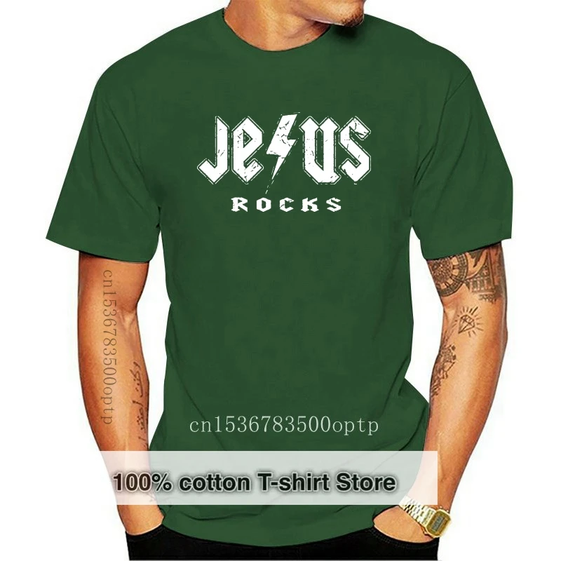 

Jesus Rocks Logo Graphic T Shirt Men Women TEE Shirt New Funny Cotton