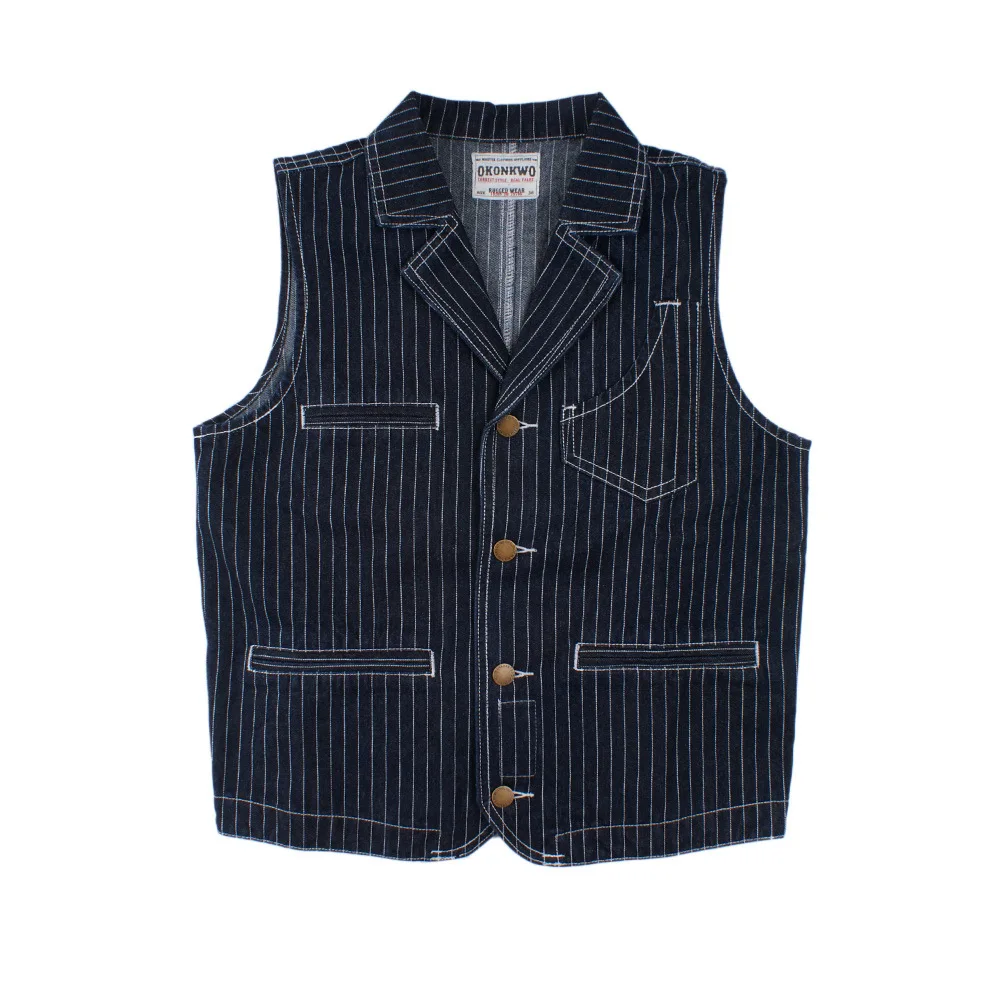 

Men's Vintage Multi-pocket Hunting Denim Vest Suit for Autumn and Winter New Lapel Locomotive 2023 New Fashion