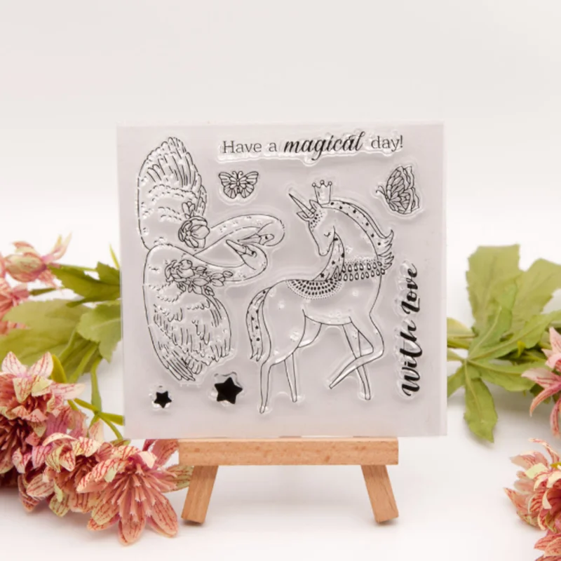 Unicorn Swan Valentine's Day Stamps Rubber Transparent Silicone Seal DIY Hand Account Scrapbook Journal Decora Crafts Stencils