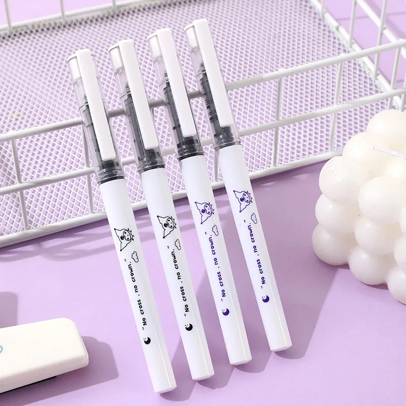 

4Pcs/Set Sanrio Kuromi Neutral Pen Kawaii Cute Cartoon Stationery Student Exam Homework Straight Liquid Type Pen Toys Girls Gift