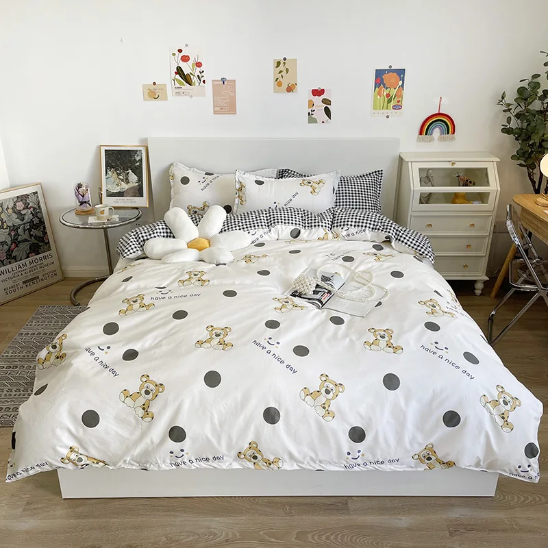 

Cartoon Tiger Duvet Cover 220x240 Pillowcase 3Pcs Black Spot Quilt Cover Soft Bed Cover for Queen King Size Bedding Set