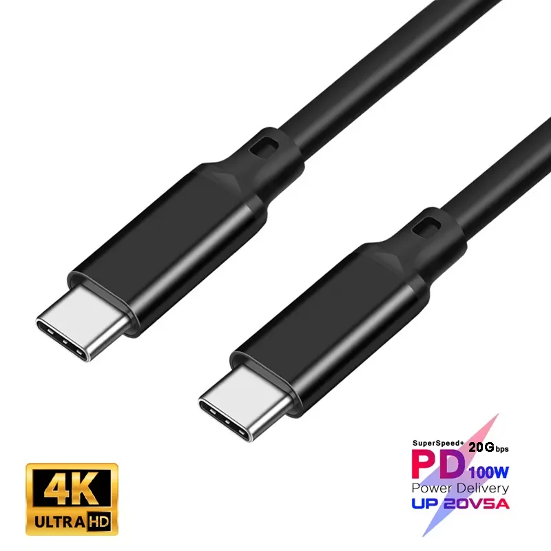 

100W PD 5A Type C Cable 4K @60Hz USB-C USB3.2 Gen 2 20Gbps Fast Charging Cord For Macbook with Thunderbolt 3