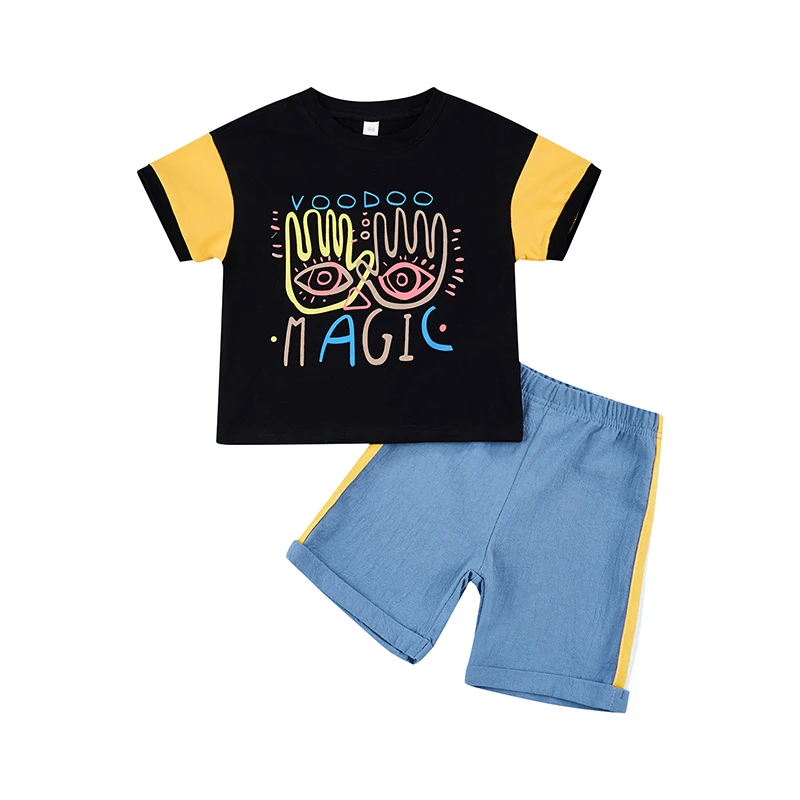 Детская Хлопковая футболка с коротким рукавом и джинсовые шорты |