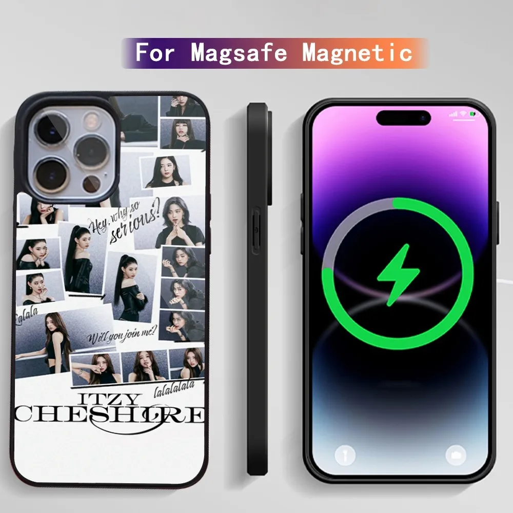 ITZY Чеширский Kpop чехол для телефона iPhone 15 14 13 12 11 Plus Pro Max Magsafe Магнитная