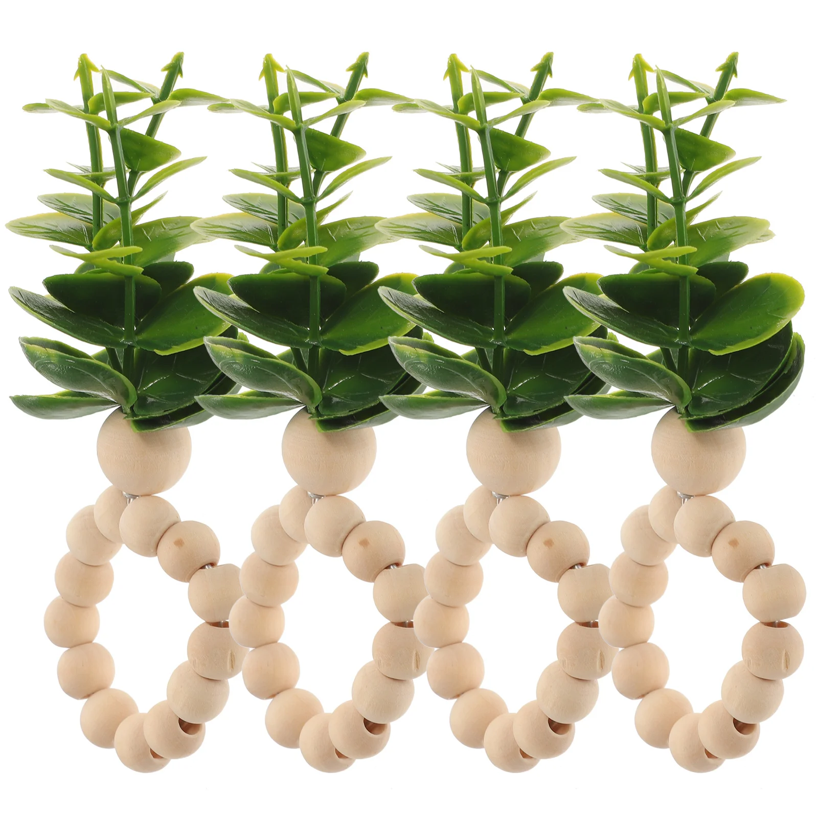 

Napkin Rings Easter Greenery Holders Leaf Serviette Eucalyptus Wooden Beads Spring Buckles Farmhouse Faux Dinning Table Setting