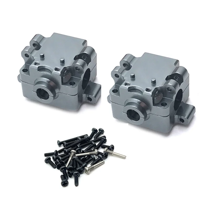

2Pcs Metal Front and Rear Gearbox Differential Housing for Wltoys 284131 K969 K989 P929 1/28 RC Car Parts,Grey