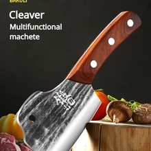 BAKULI Hand forged small kitchen knife, household chopping dual purpose knife, axe bone chopping knife, fish killing knife