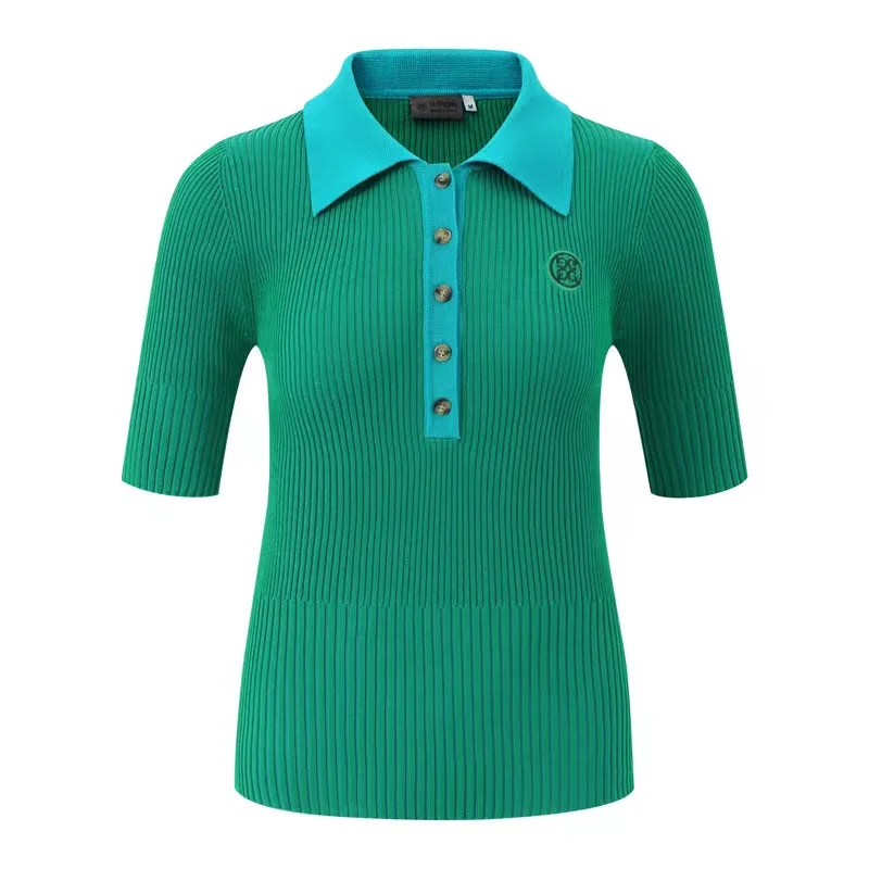 2023 Summer Women's Short Sleeve golf T-shirt Knitted Shirt Korean Version Elastic Breathable Ice Slim Comfortable Outdoorwear