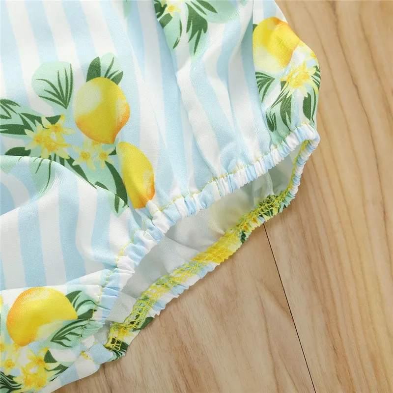 Летние комбинезоны для девочек от 0 до 24 месяцев летние с рисунком лимона торта