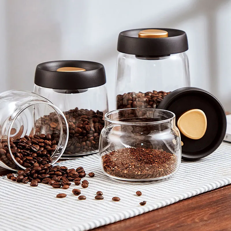

Vacuum Coffee Beans Storage Bottles Creative Sealed Glass Bottle Storage Tank Food Grains Container Can Mason Jar Transparent