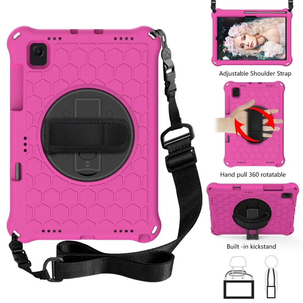 

For Samsung Galaxy Tab A7 10.4 2020 T500 T505 SM-T500 SM-T505 Case EVA Kids Safe Foam Shockproof Hand Strap Stand Tablet Cover