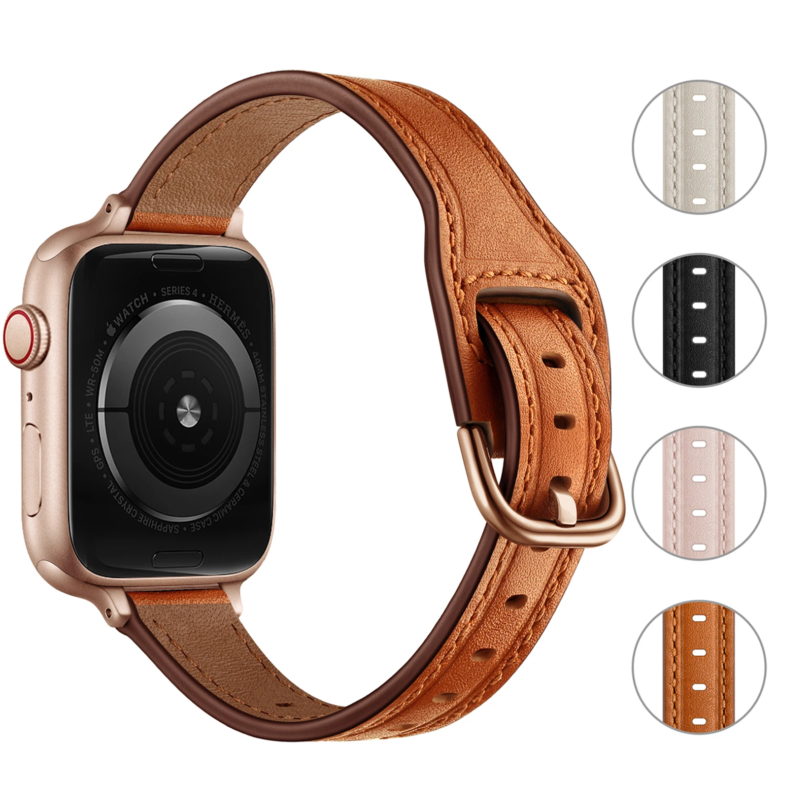 

Leather Woman Watch Band For Apple Watch 7 3 5 6 SE Strap Thin wristbands For iWatch series 41mm 45mm 38/42mm 40mm 44mm Bracelet