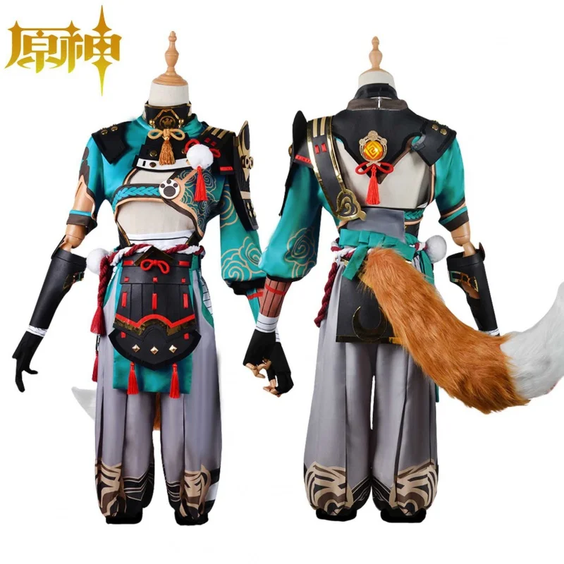 

Game Genshin Impact Gorou Cosplay Costume Men Combat Uniform Fox Boy Costume Halloween Women Cosplay Costume Full Set