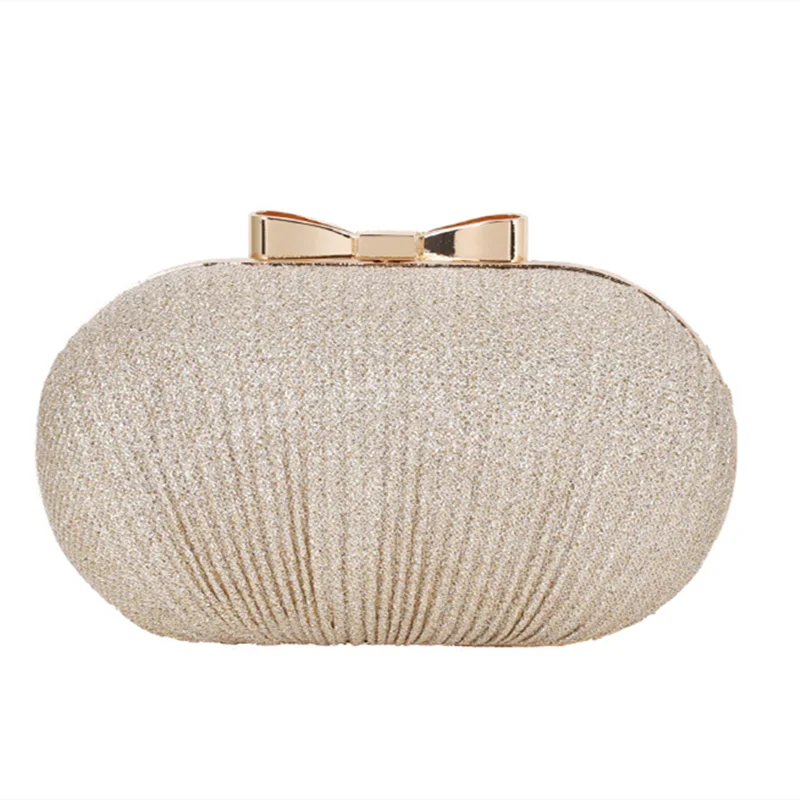 Women Gold Black Pleated HandBags For Night Club Wedding Phone Make-Up Arrangment Cluth Small Pouch For Lady Fashion 2023 Newest