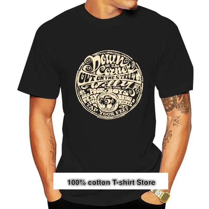 

Creedence Clearwater Revival Down on the Corner Lyrics-Camiseta para hombre, camisa de níquel Rock
