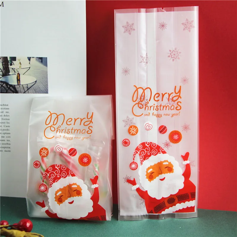 

50pcs Christmas Santa Bag Christmas Gift Bags 2023 New Year Xmas Cookies Candy Packaging Pouch 23* 8cm