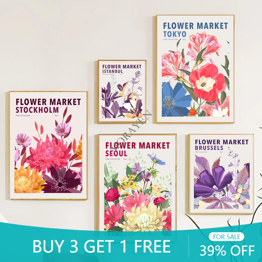 Плакаты и принты в скандинавском стиле с Брюсселем, токием, Копенгагеном, цветочным рынком, Картина на холсте, настенные картины для гостиной, домашний декор