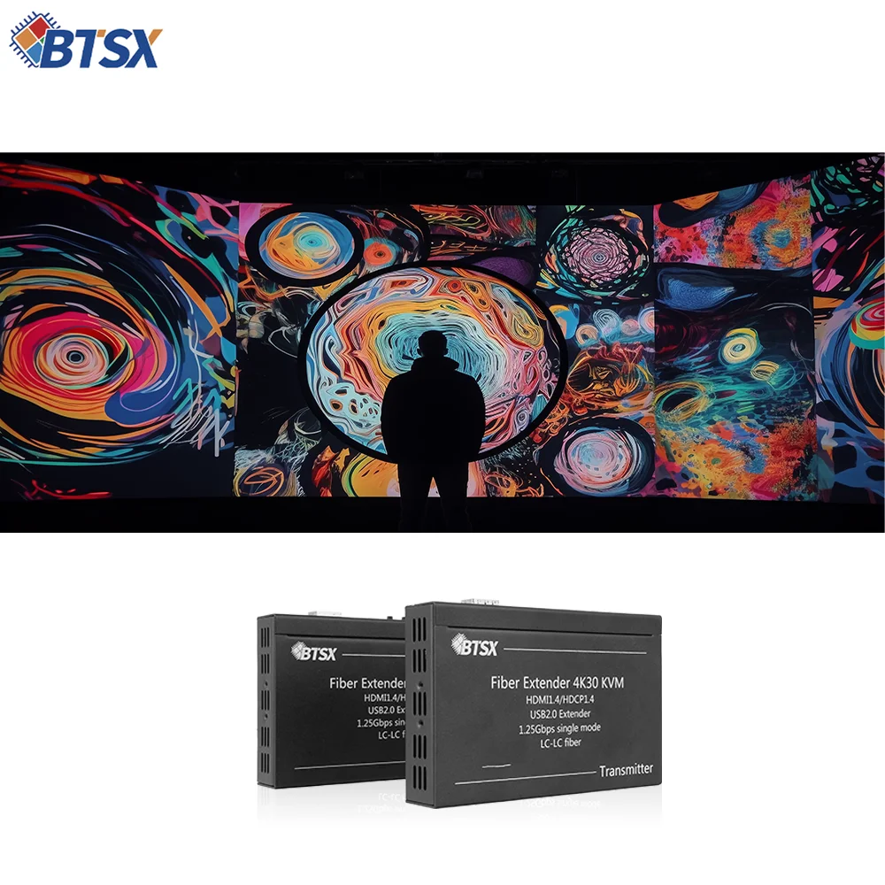 Фото Оптоволоконный кабель Bitvisus 4K UHD для сплиттера, металлический корпус, без задержки, несжатый сигнал, дальность 30 км, Plug & Play, HDMI 1.4, RS232, USB2.0 №1