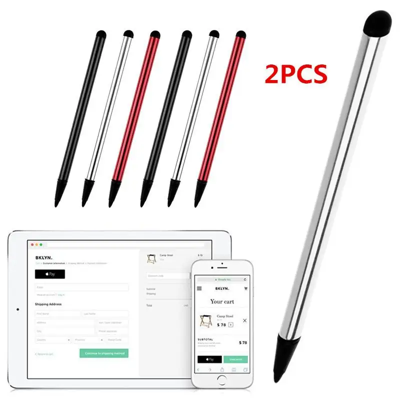 2pcs Stylus Pen 2 in 1 Capacitive Resistive Touch Screen Pencil Universal Phone Tablet Drawing Pen For iPhone Samsung iPad PC