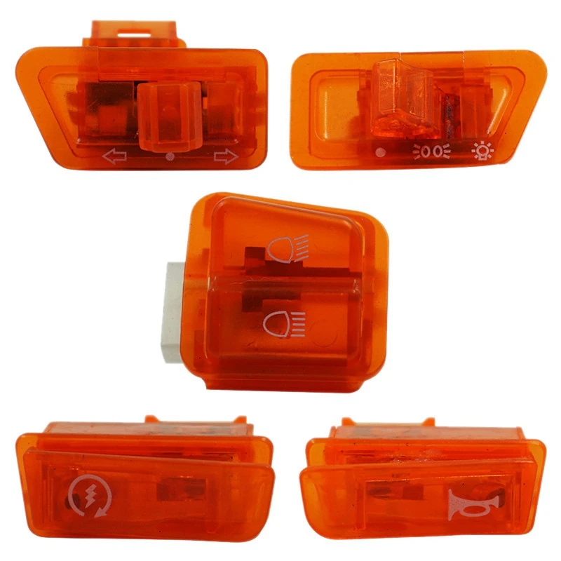 

10-кратный переключатель сигнала поворота для мотоцикла, Кнопка сигнала дальнего и ближнего света для скутера GY6 50Cc 125Cc 150Cc Honda DIO AF17, оранжевый