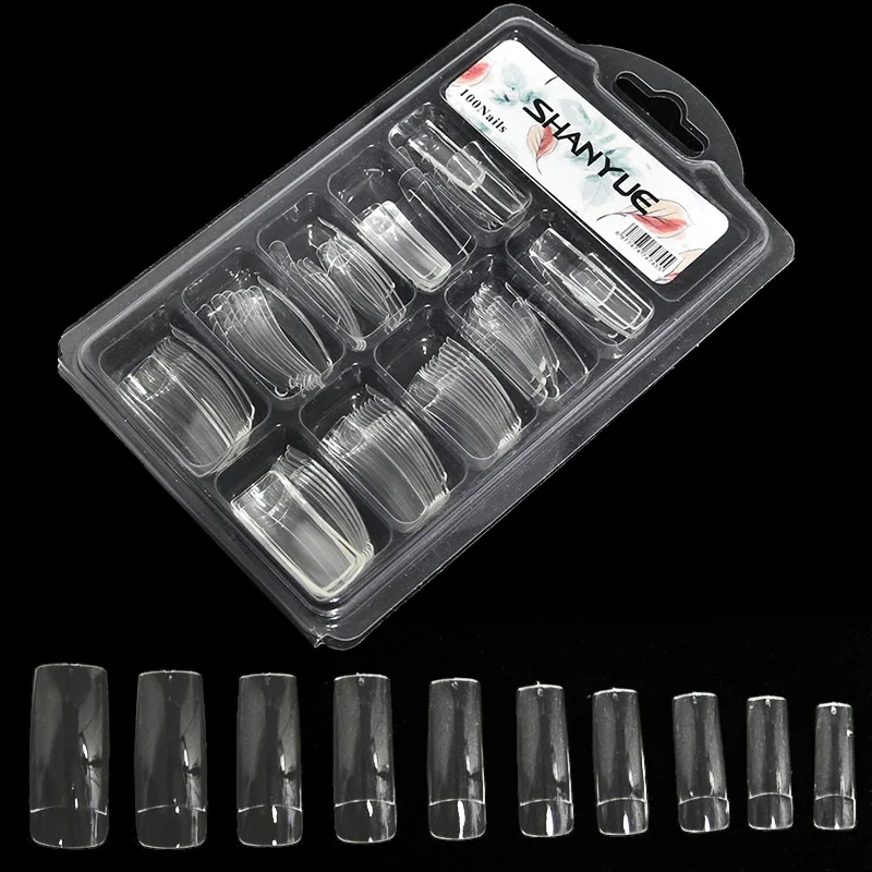 

100Pcs Acrylic False Fake Nail Fingernail Professional Full Cover Fasle Nail Art Fingernail Color Card Polish Tips Manicure Set