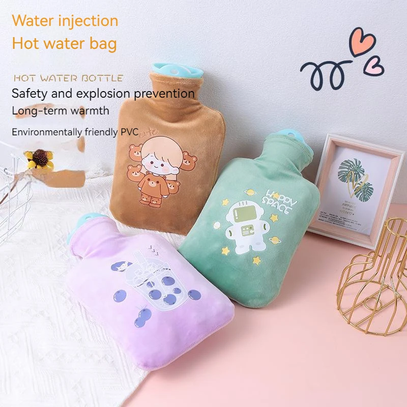 

500ml Winter Warm Water Bag Pvc Water Injection Hot Water Bag Removable And Washable Plush Girls Warm Belly And Hand Supplies