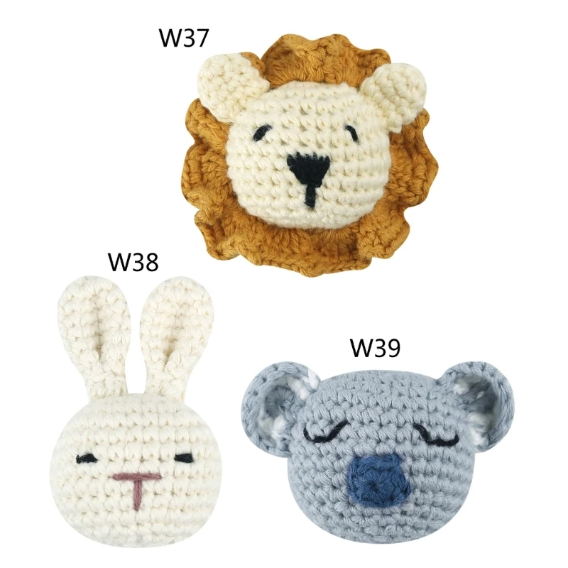 

1pc Wooden Crochet Beads Rabbit Lion Chewable Beads DIY Wooden Teething Knitting Beads Jewelry Crib Sensory Toy Baby Teether