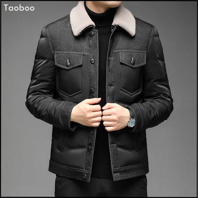 

New Brand Male Coat Casual Fashion Down Jacket Men's Winter 2024 With Fur Collar Canada Parka Clothing