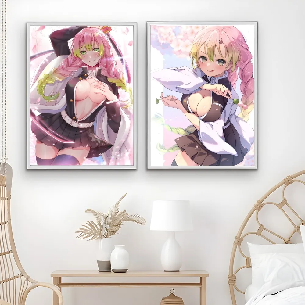 K-Kanroji M-Mitsuri Anime Sexy Poster Sticky Wall Art Printing Waterproof Home Living Bed Room Bar Aesthetic Decor