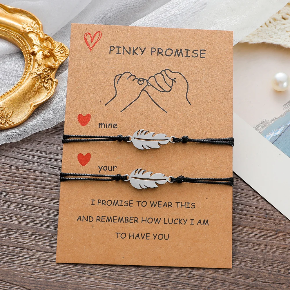 

Fashion Stainless Steel Bracelet for Women Hollowed Out Leaf Woven Bracelet Black String Braid Bracelets Femme Charm Jewelry