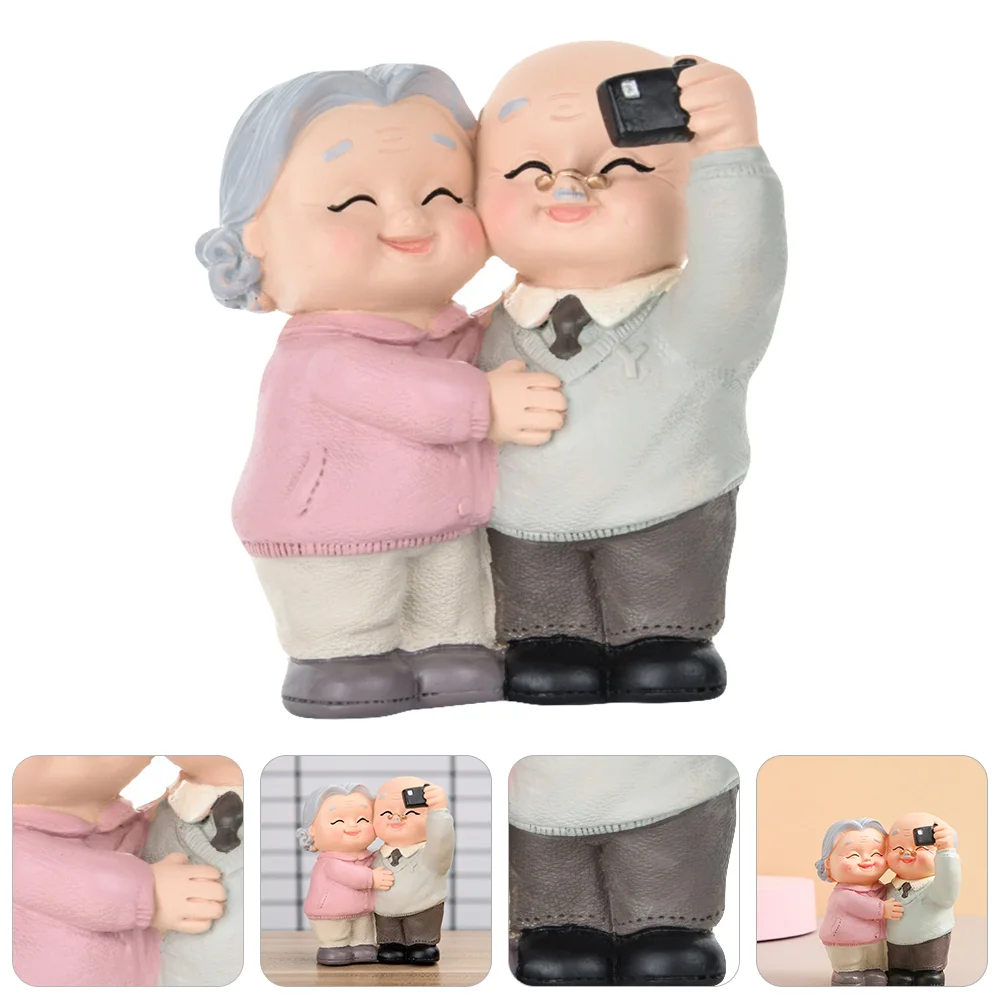 

Couple Figurine Statue Grandparents Resin Cake Elderly Figure Decoration Topper Grandpa Anniversary Wedding Grandma Figures Day